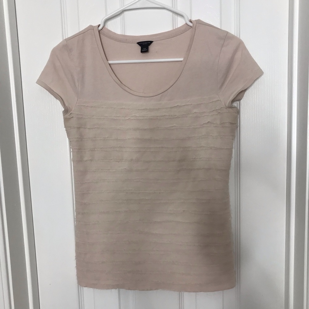 Ann Taylor Light Pink Ruffle Texture Blouse Shirt